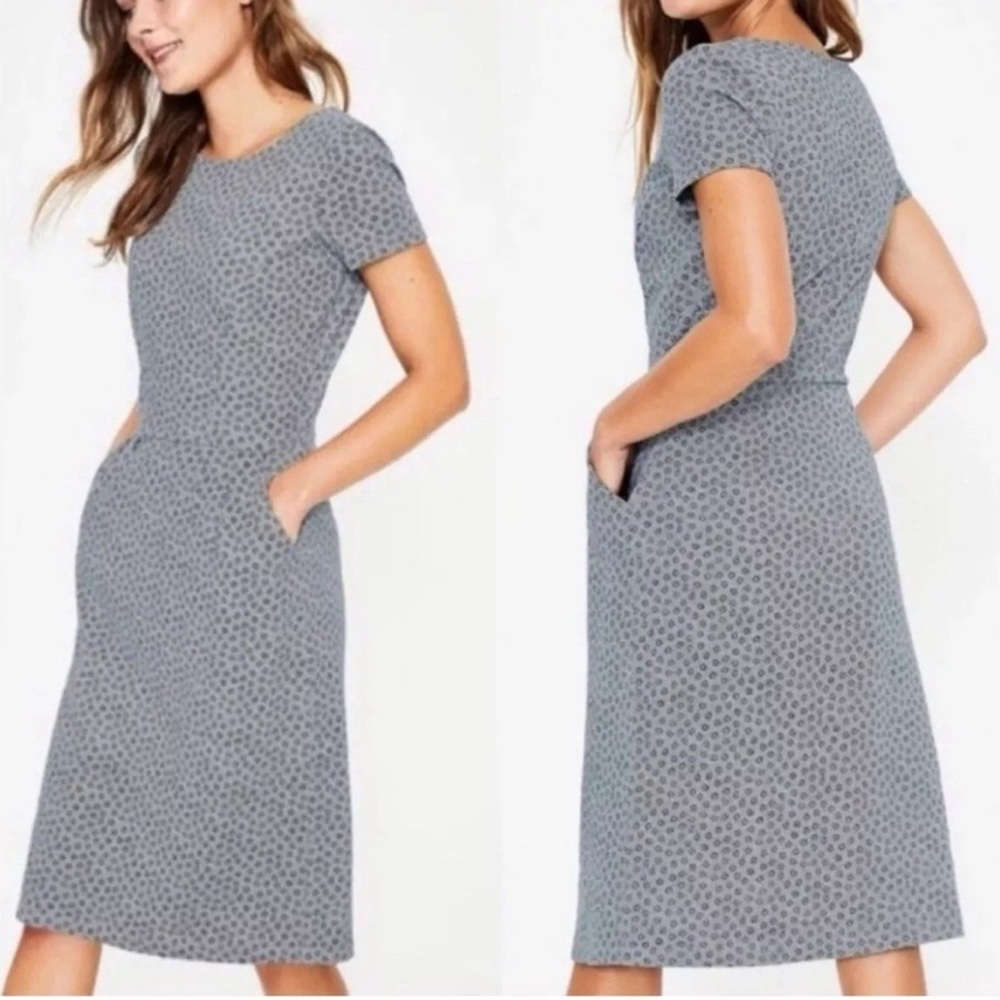 Boden Phoebe Jersey Dress Blue and White Flower Print